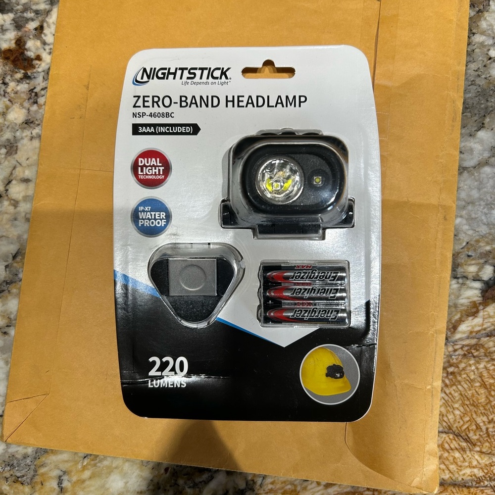 Nightstick Black Zero-Band Headlamp for hard hat